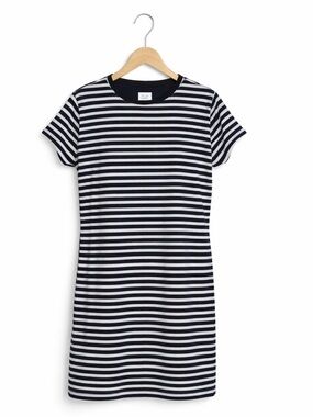 Missguided Navy White Striped Shift Dress Women’s Size 12 Pockets